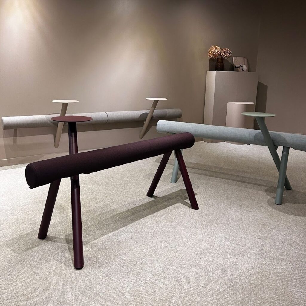 Sleek office furniture seating display of Lumber by Mizetto.